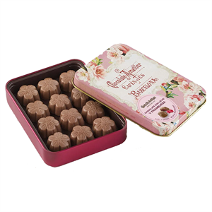 Chocolate Amatller Milk Chocolate Raspberry Flower Pralines Tin 72g